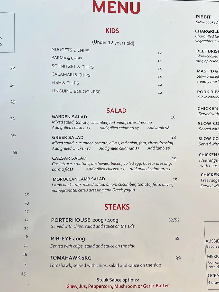 Menu, FAT CHEF Mernda