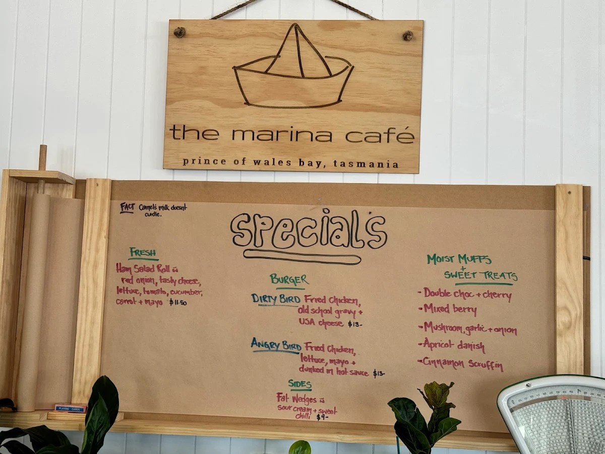 Menu, The Marina Café