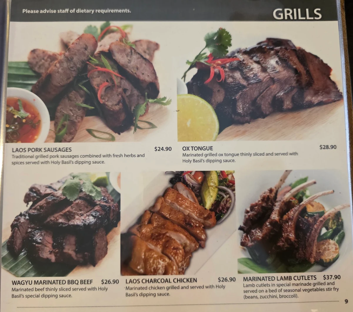 Menu, Holy Basil Canley Heights