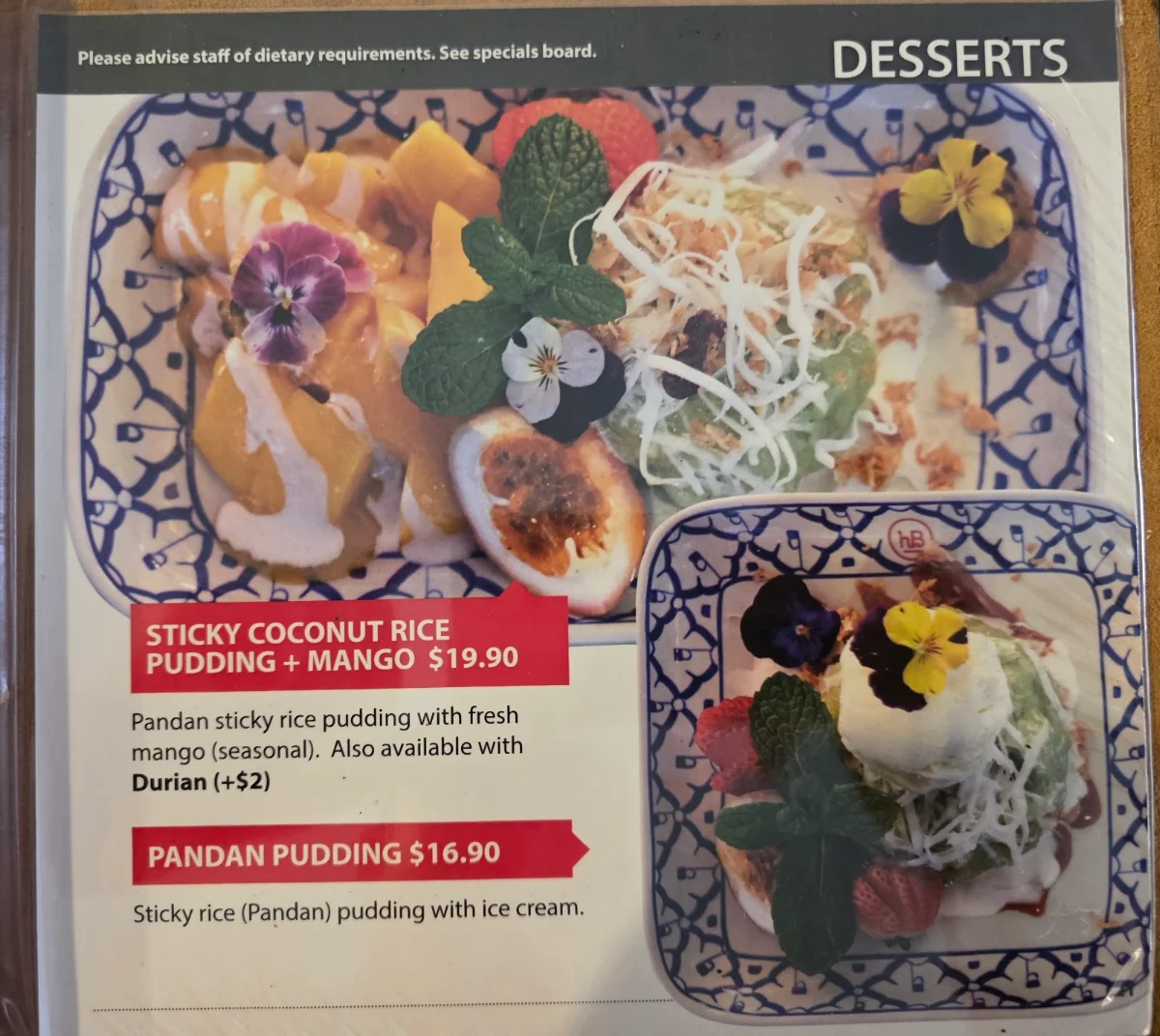 Menu, Holy Basil Canley Heights