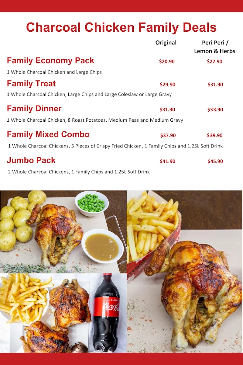 Menu, Red Rocks Charcoal Chicken & Kebab, Point Cook