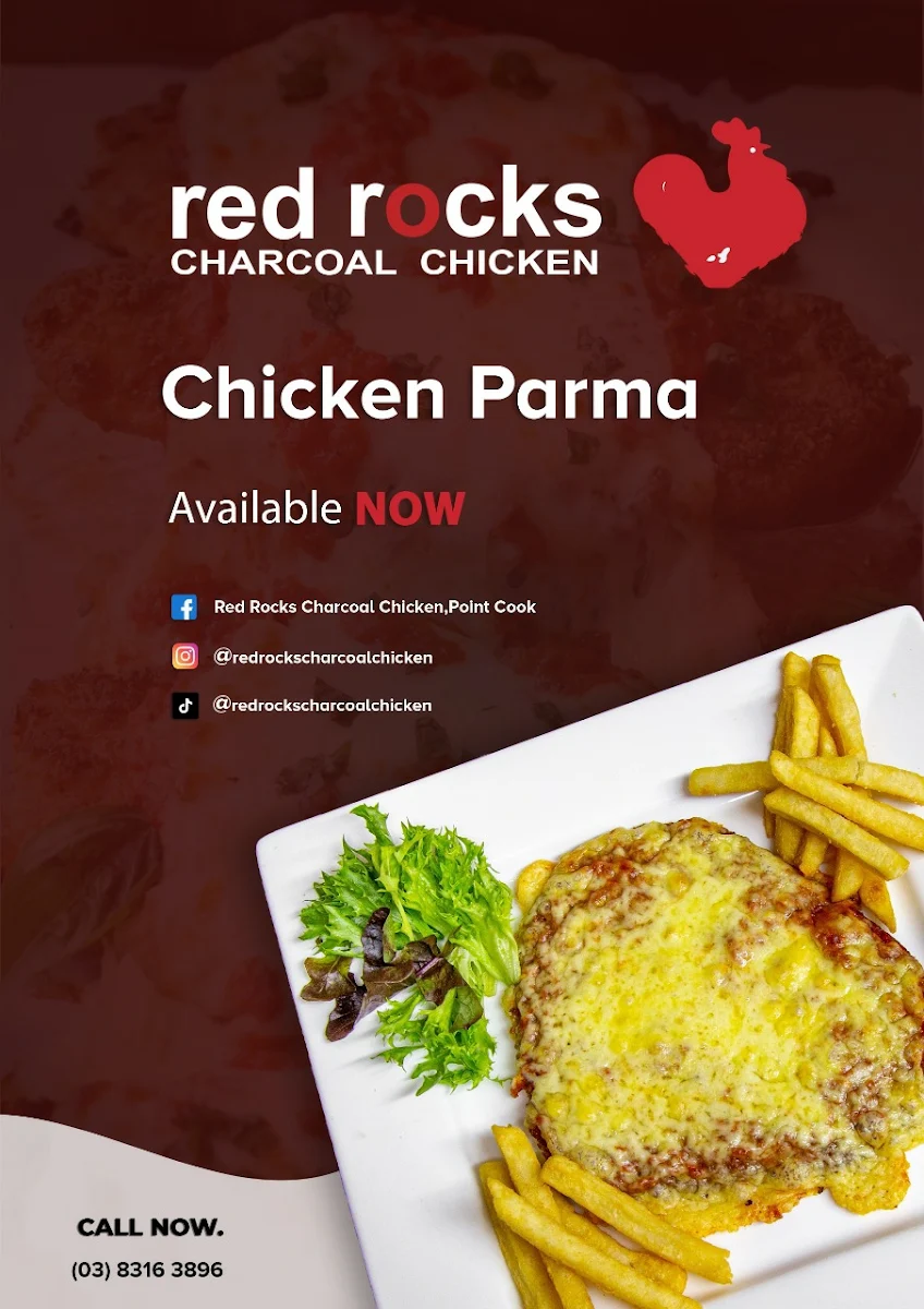 Menu, Red Rocks Charcoal Chicken & Kebab, Point Cook
