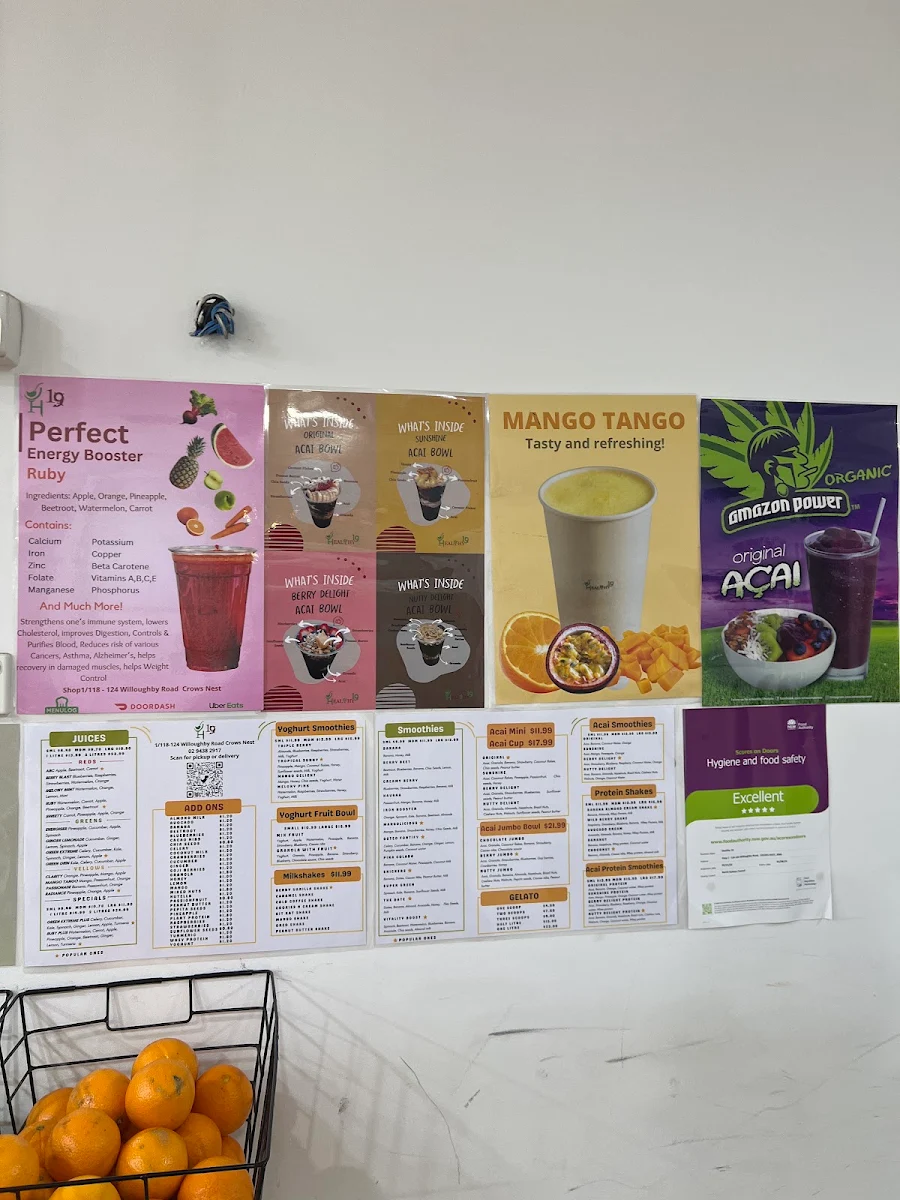 Menu, Healthy19