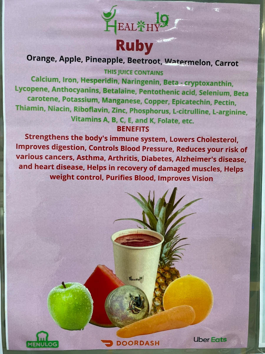Menu, Healthy19