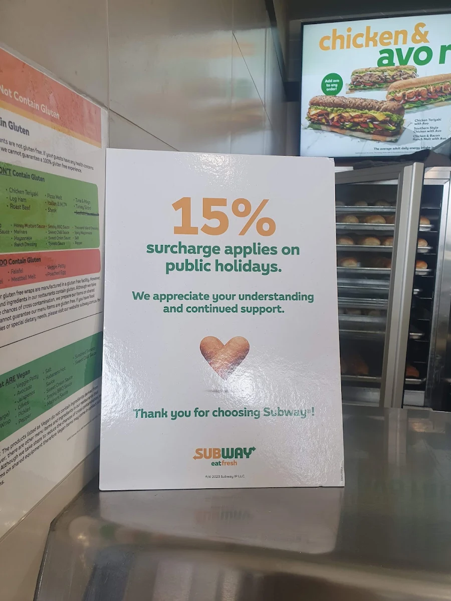 Menu, Subway