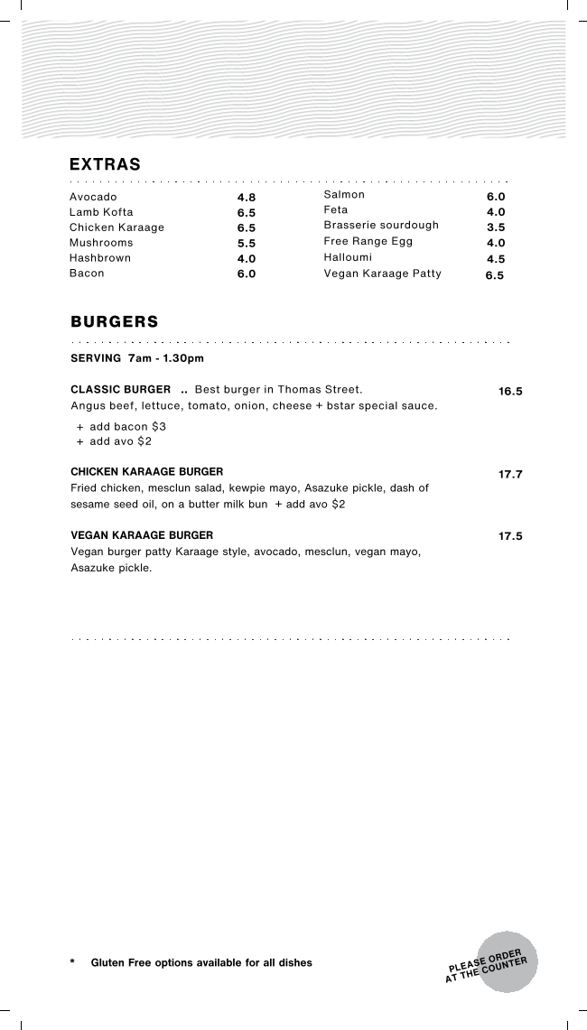 Menu, Blackstar Coffee Roasters - West End