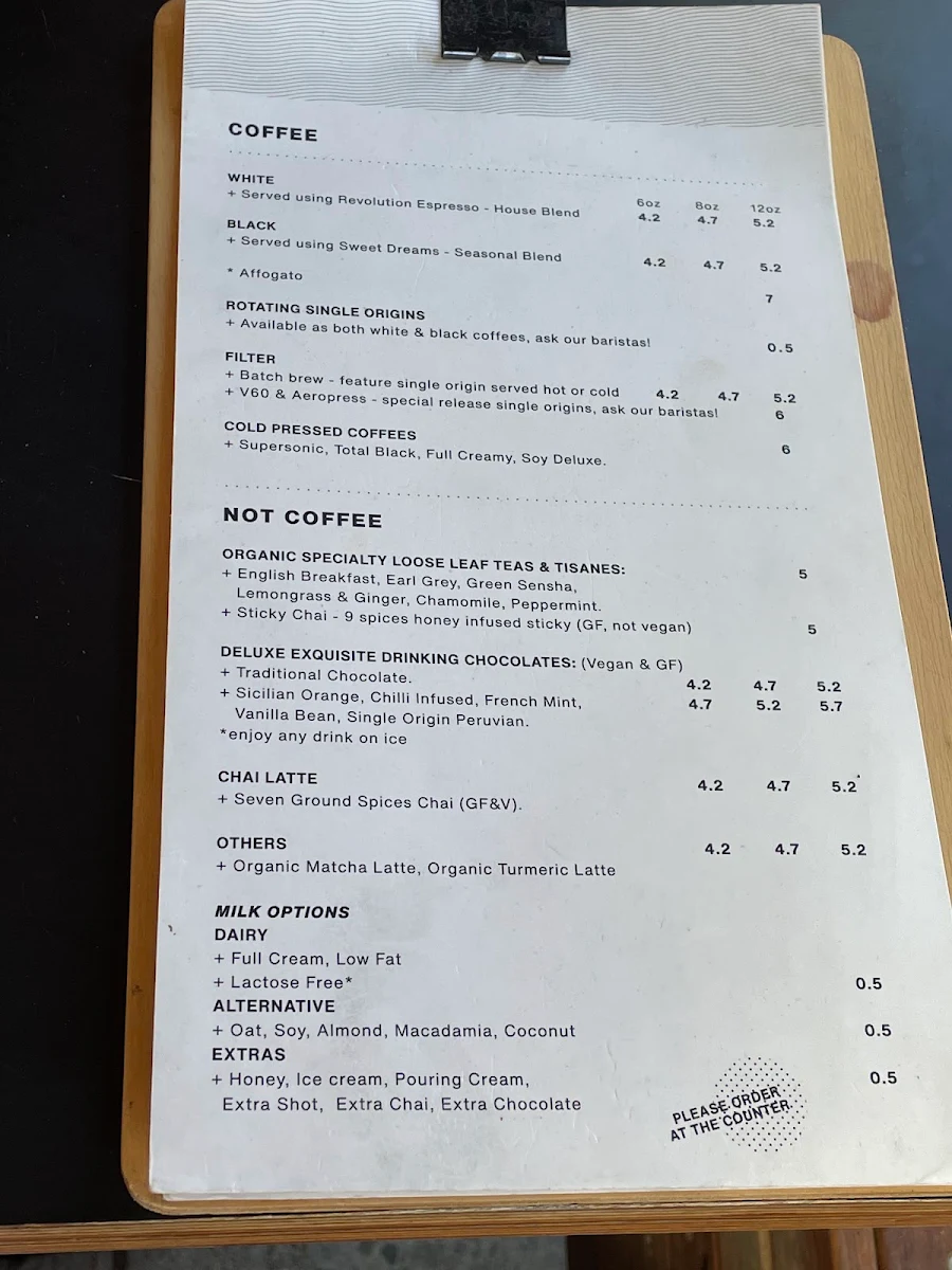 Menu, Blackstar Coffee Roasters - West End