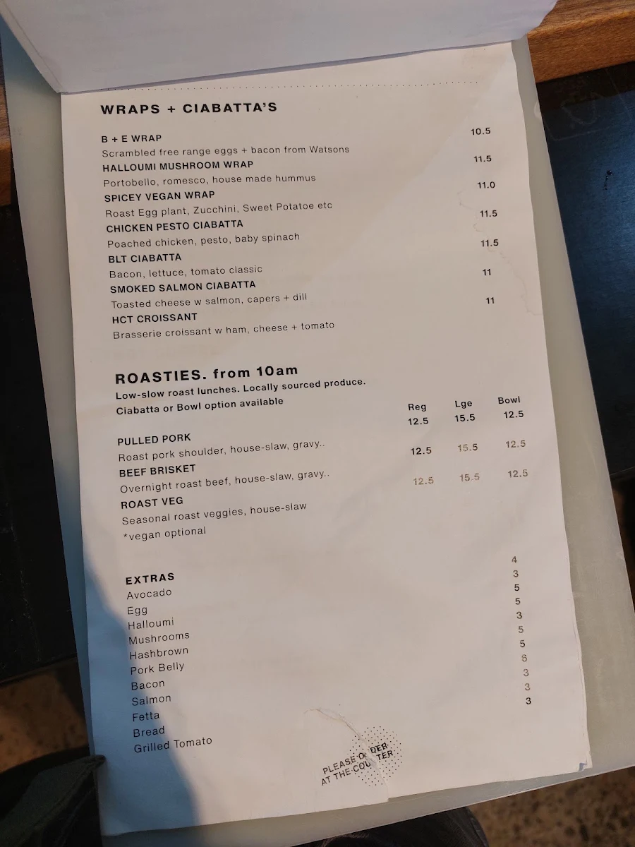Menu, Blackstar Coffee Roasters - West End
