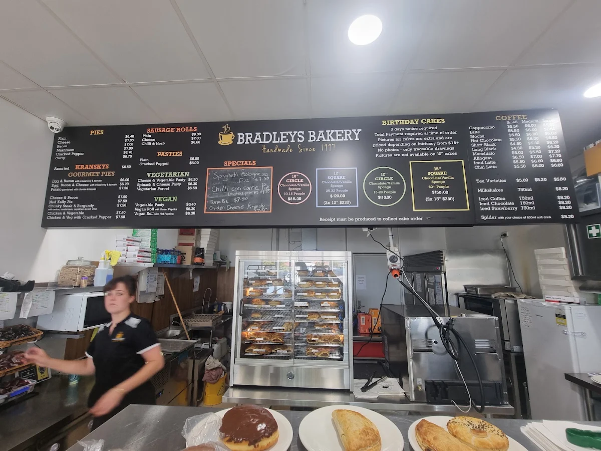 Menu, Bradley's Bakery