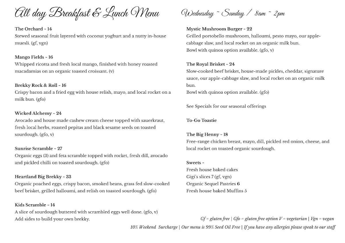 Menu, Threeways of the Valley