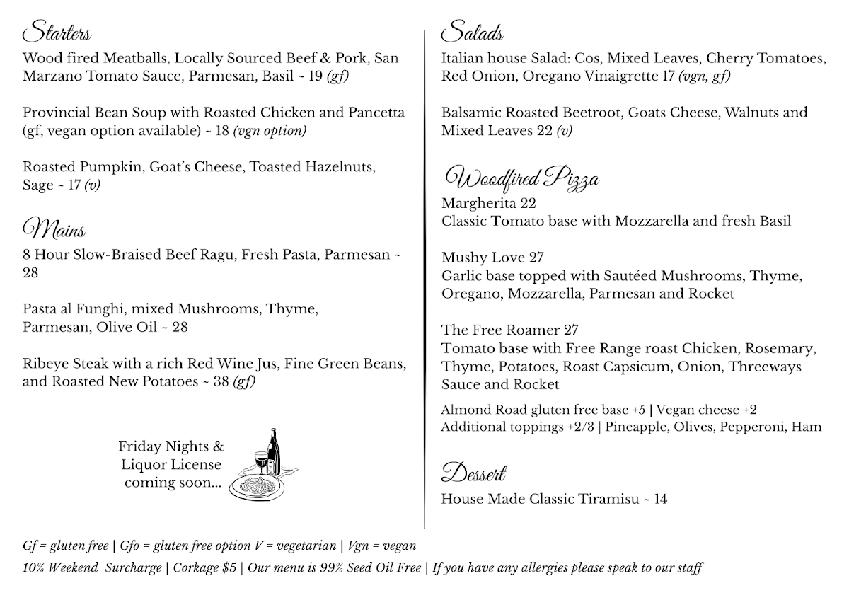 Menu, Threeways of the Valley
