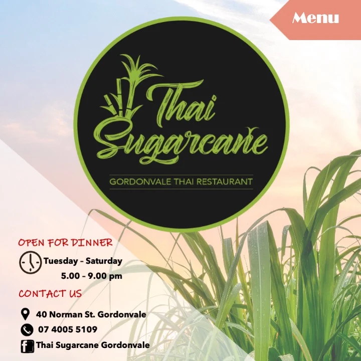 Menu, Thai Sugarcane Gordonvale Thai Restaurant
