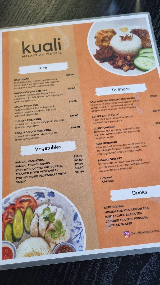 Menu, Kuali Malaysian Chinese
