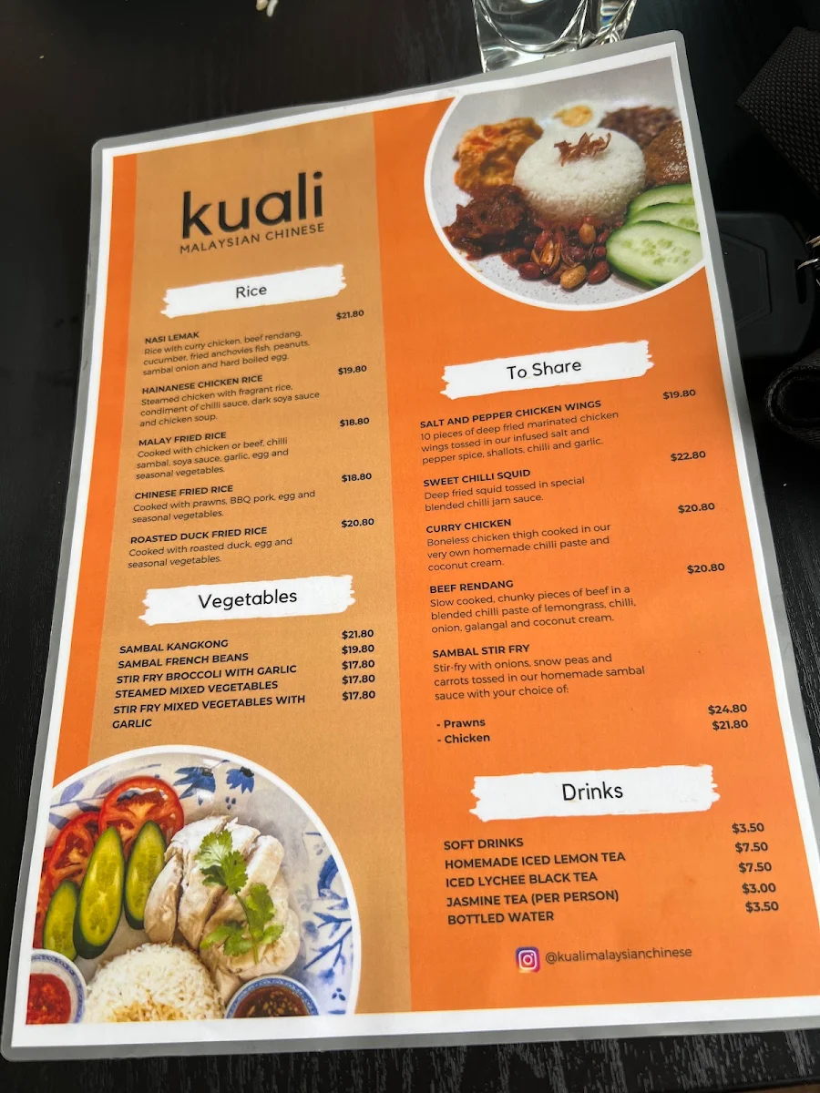 Menu, Kuali Malaysian Chinese