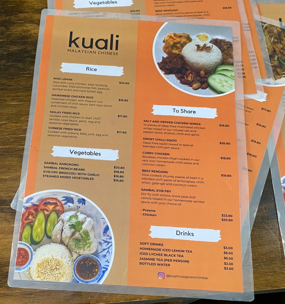 Menu, Kuali Malaysian Chinese