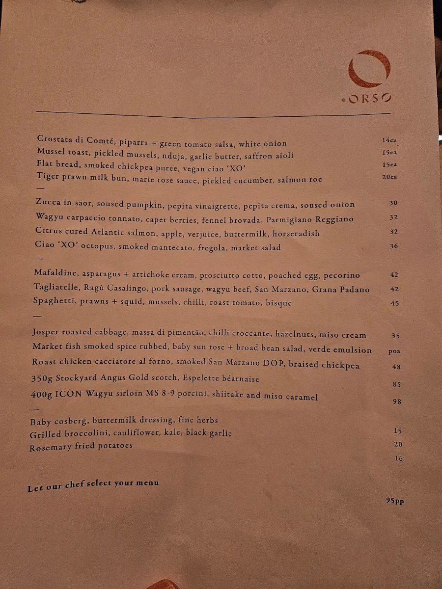 Menu, Orso