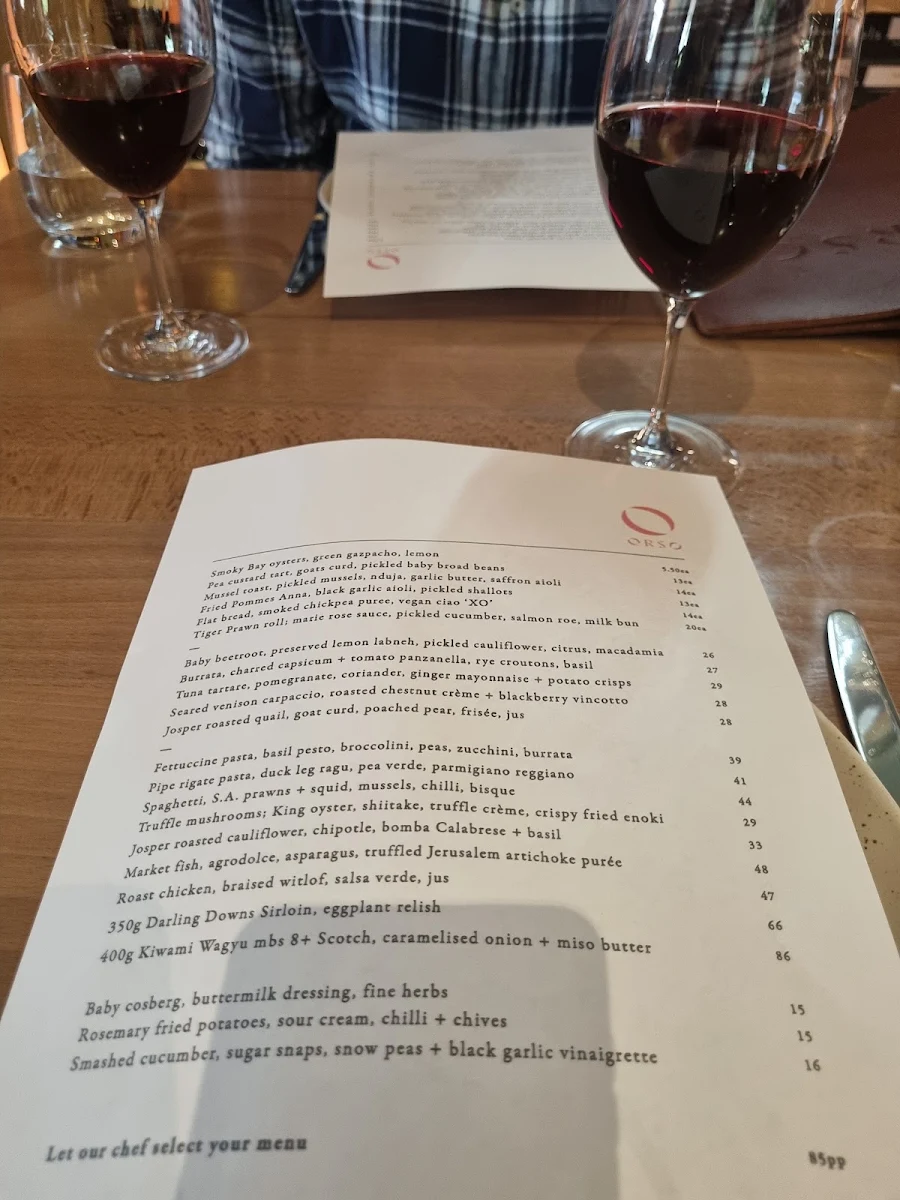 Menu, Orso