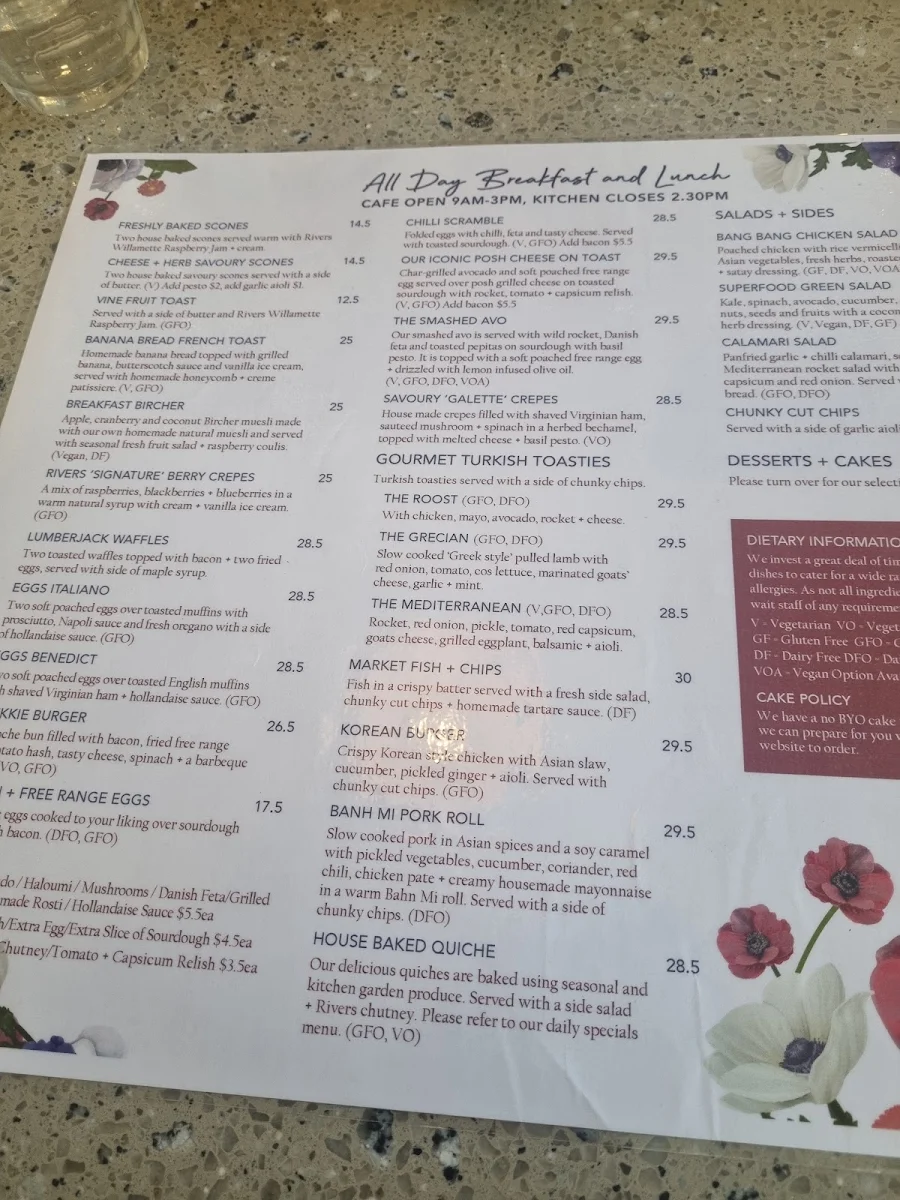 Menu, Rivers of Yarrambat