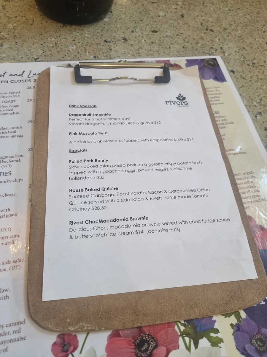 Menu, Rivers of Yarrambat