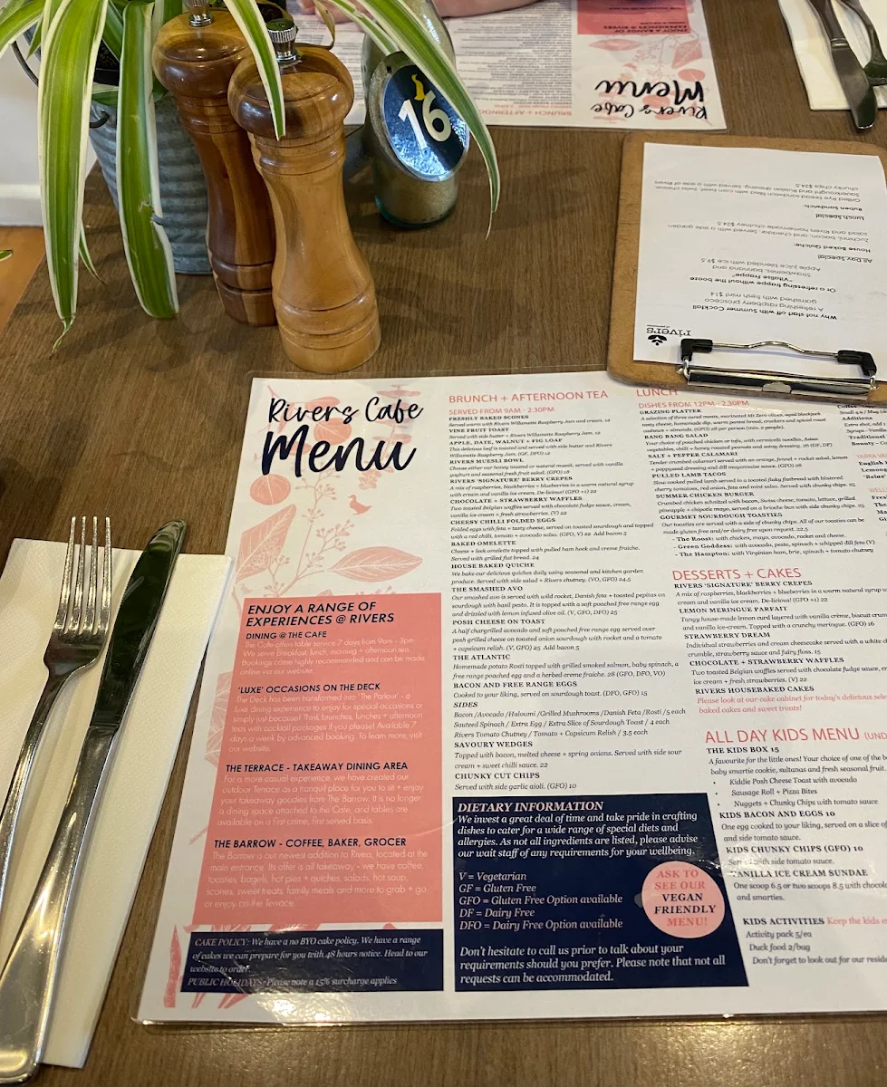Menu, Rivers of Yarrambat