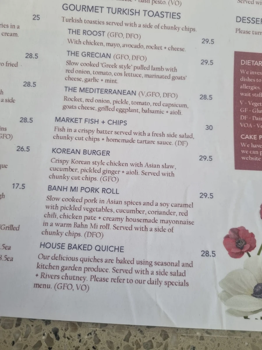 Menu, Rivers of Yarrambat