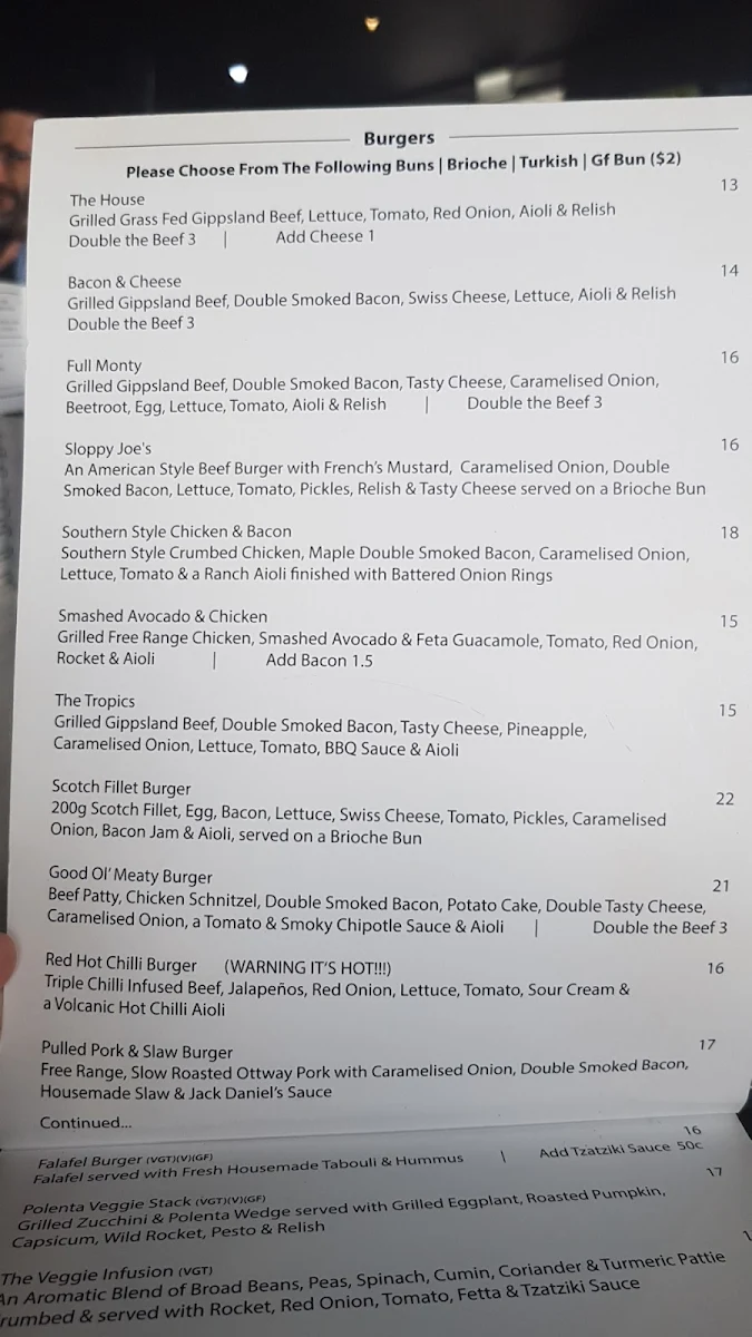Menu, Max's Woodfired Pizza & Burgers
