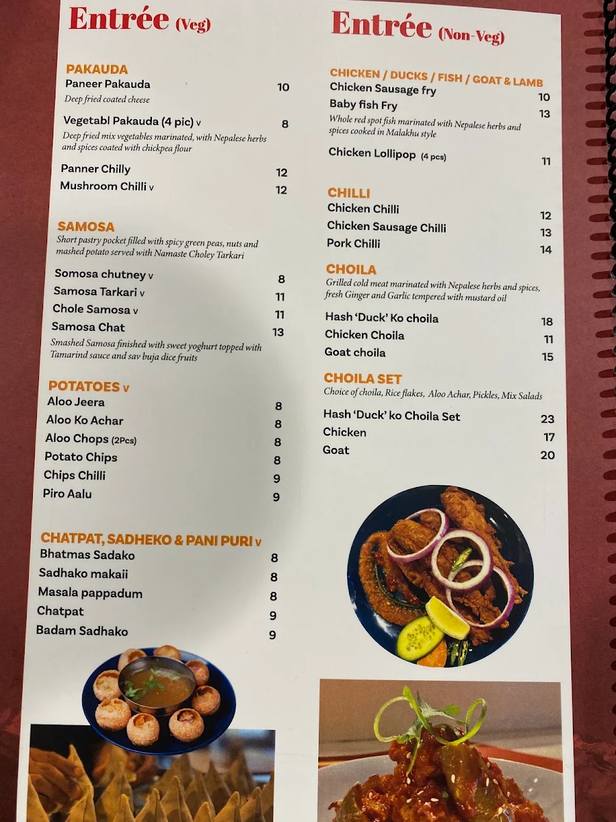 Menu, Namaste Restaurant - Ashfield