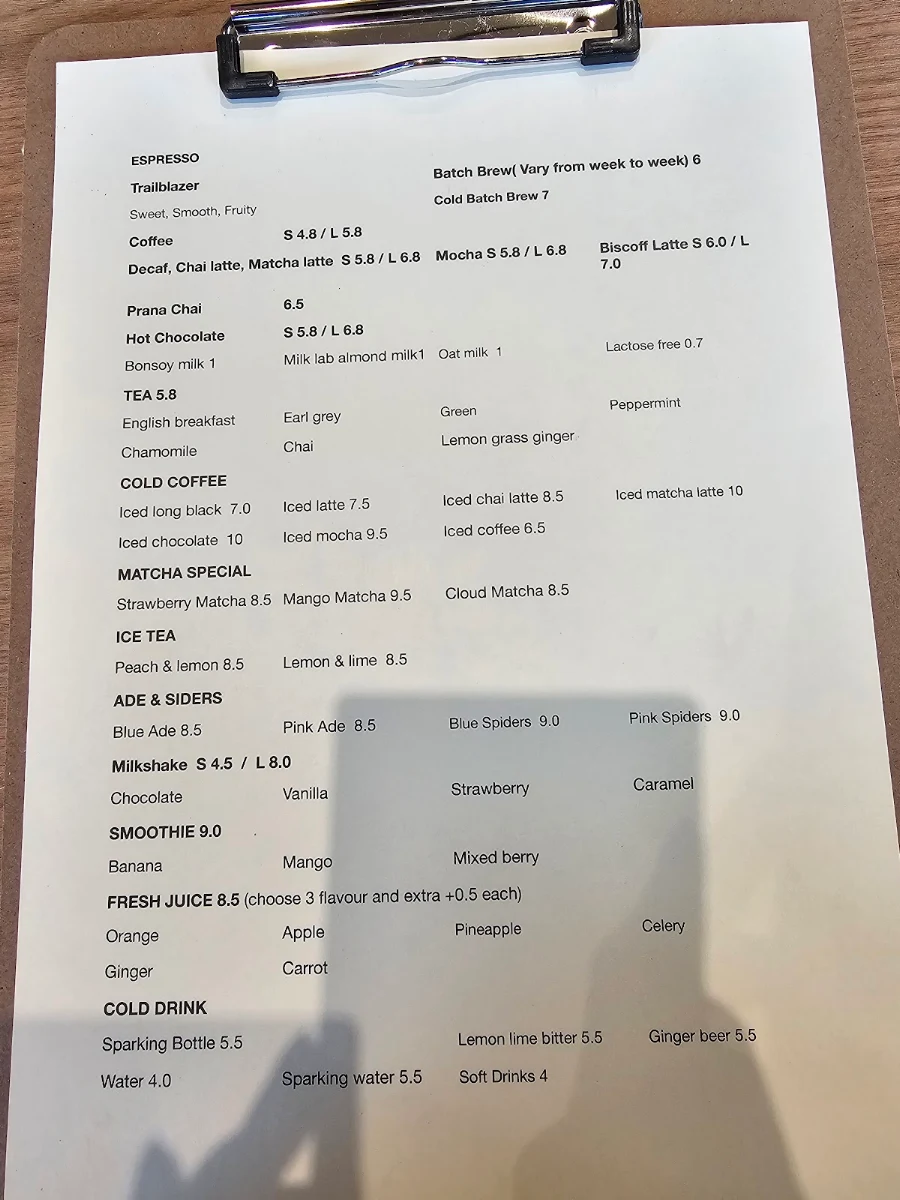 Menu, Cafe Achim