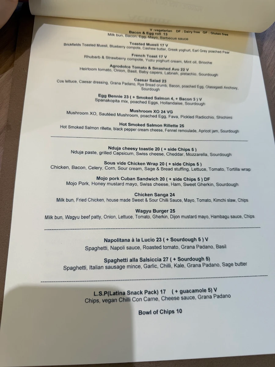 Menu, Cafe Achim