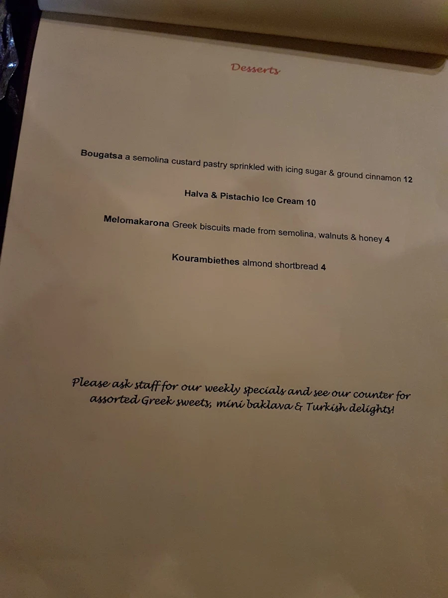 Menu, House Of Pan