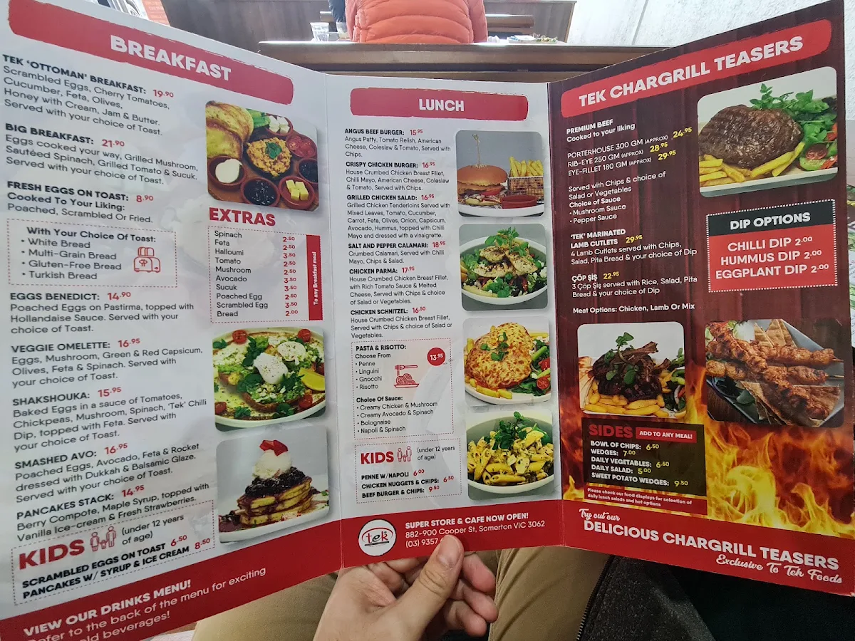 Menu, Tek Cafe