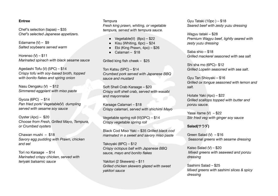 Menu, Yuzen