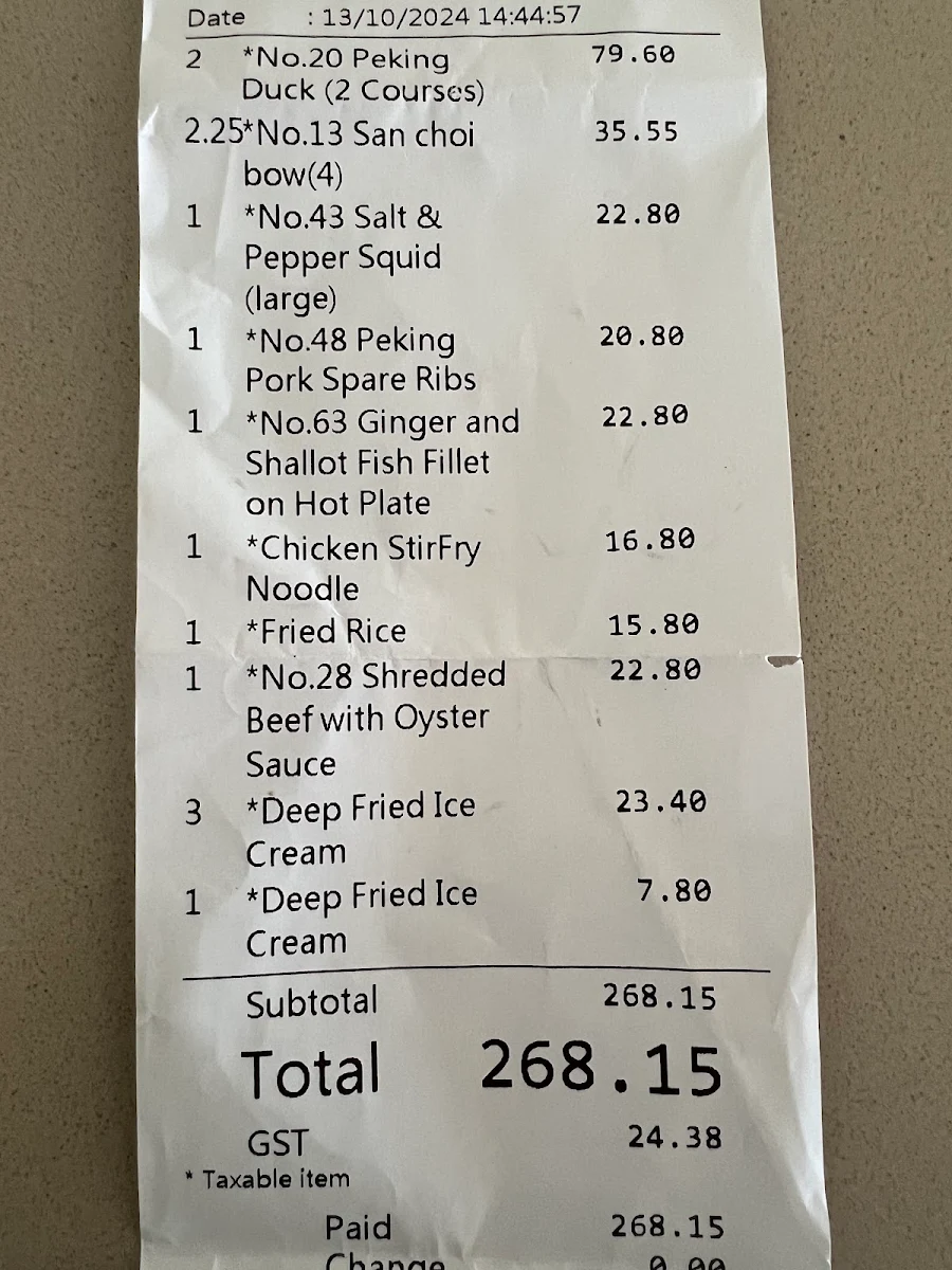 Menu, The Bayside Asian House