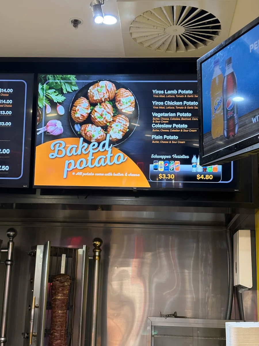 Menu, Prospect Yiros & Gozleme