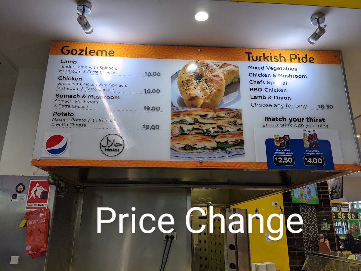 Menu, Prospect Yiros & Gozleme
