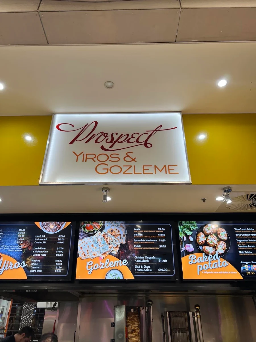 Menu, Prospect Yiros & Gozleme