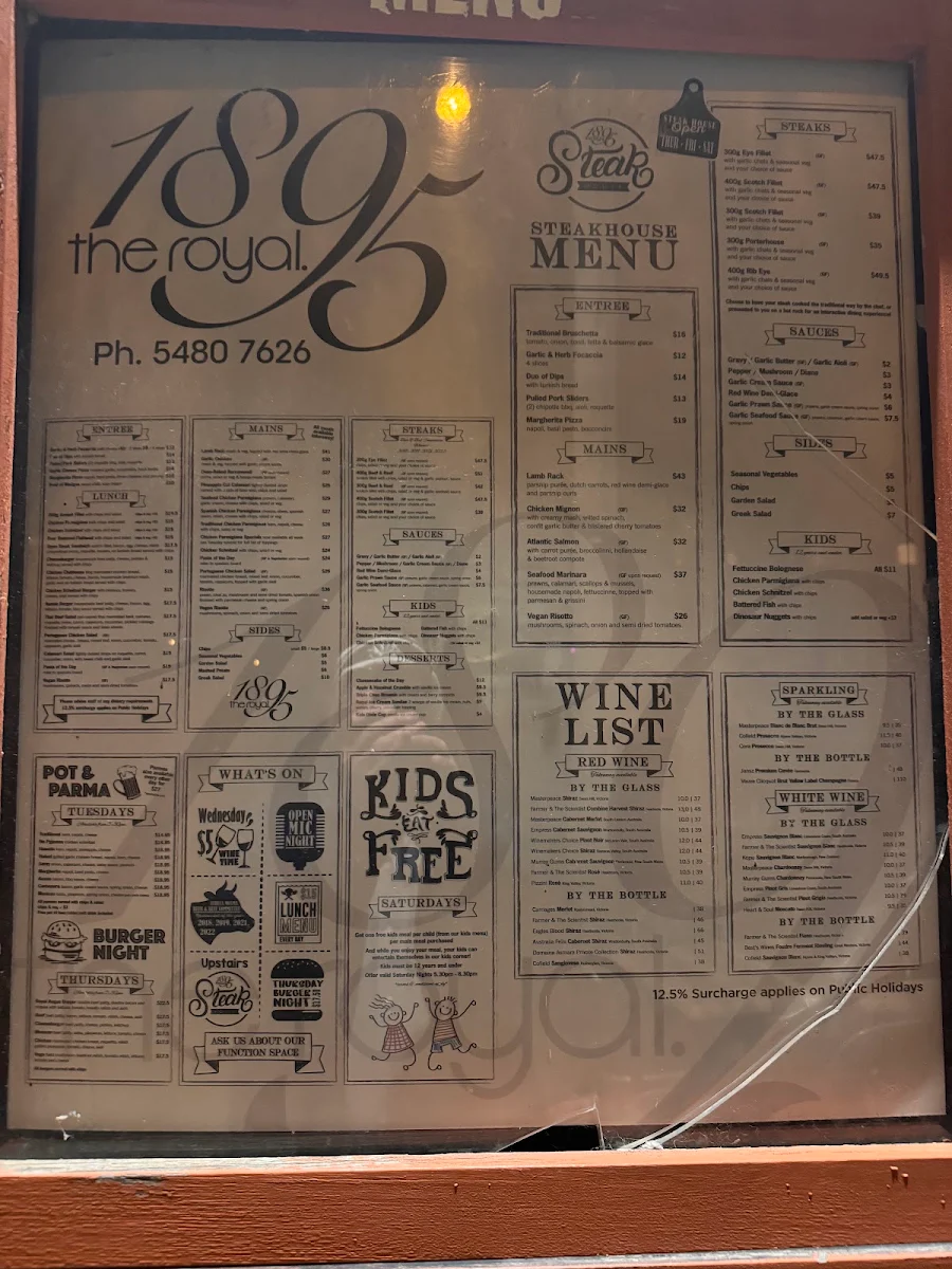 Menu, 1895 The Royal