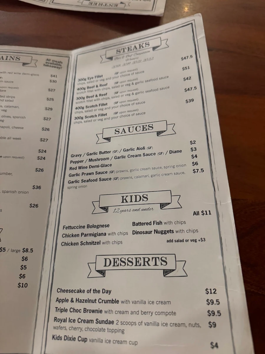 Menu, 1895 The Royal