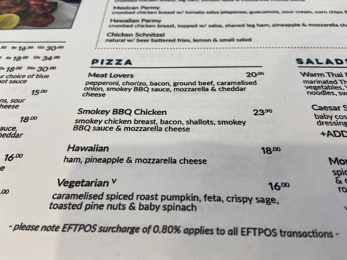 Menu, Logan Village Hotel