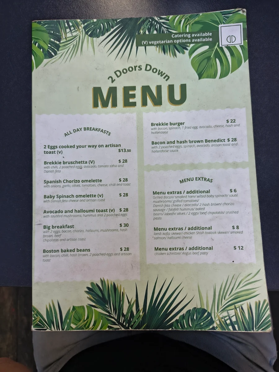 Menu, 2 Doors Down Gladesville