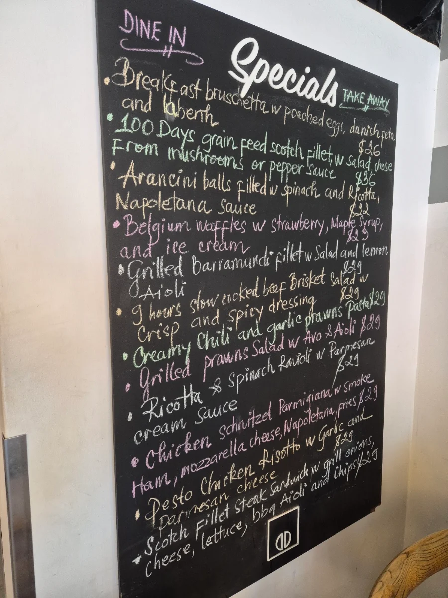 Menu, 2 Doors Down Gladesville