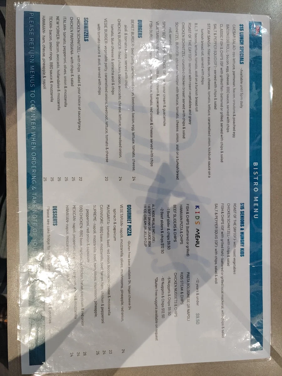 Menu, Red Beret Hotel