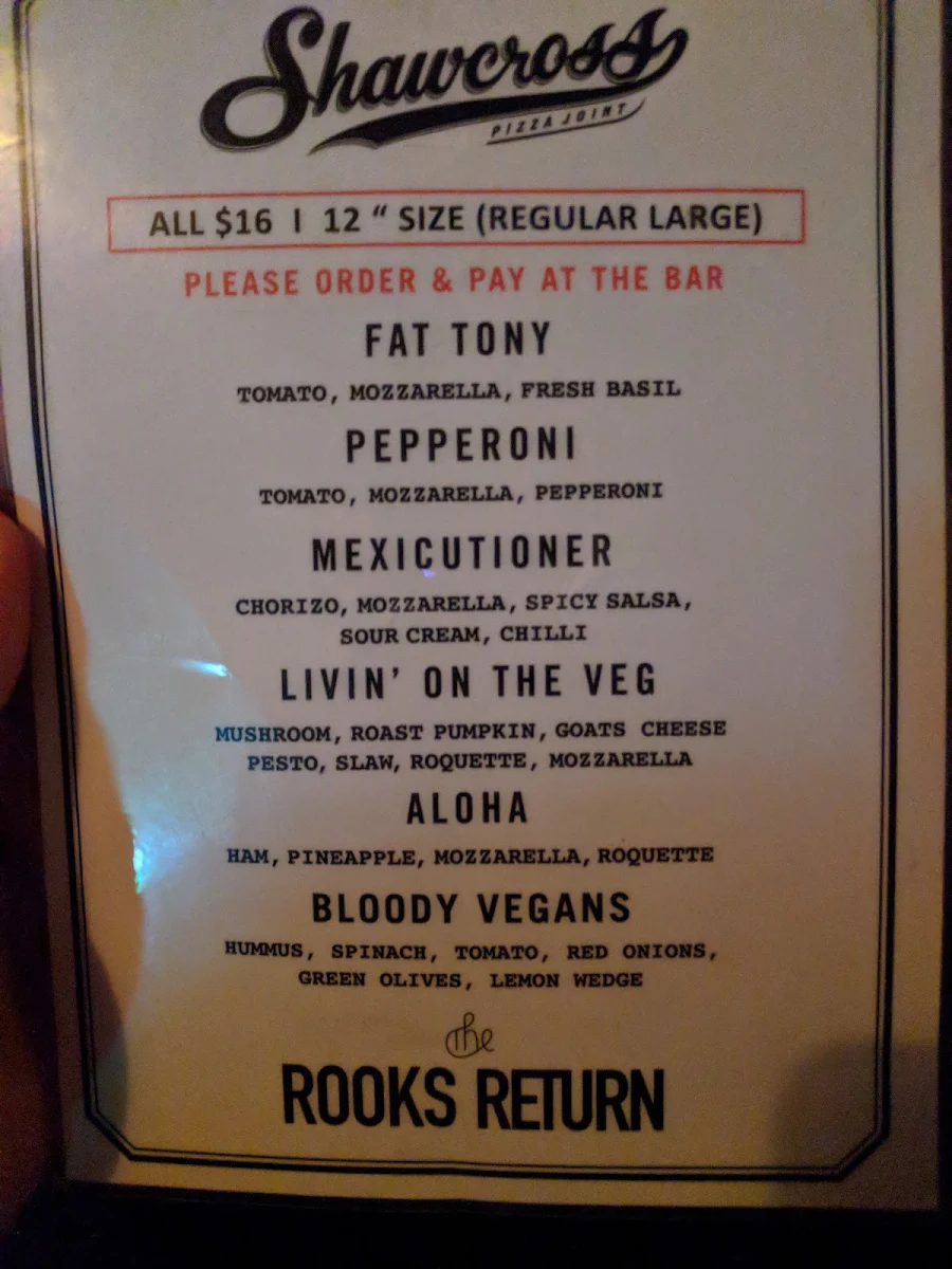 Menu, The Rooks Return