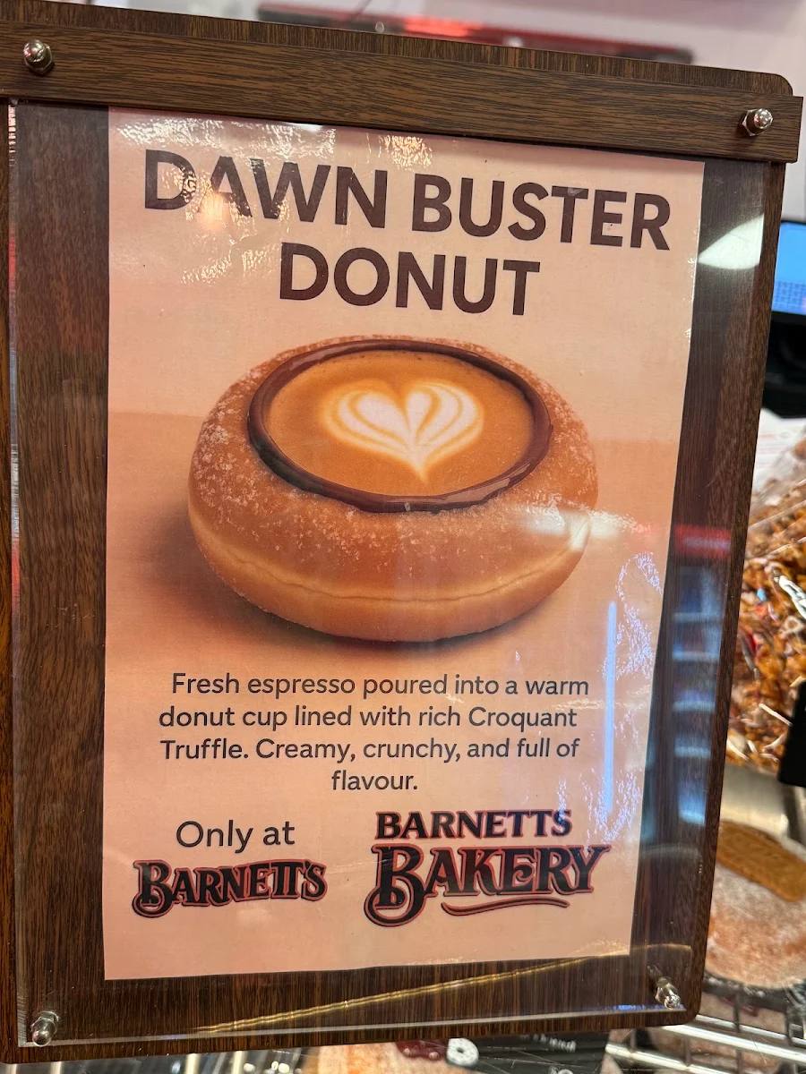 Menu, Barnett's Bakery