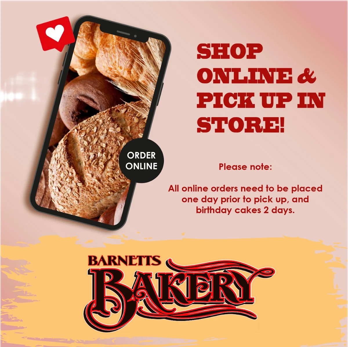 Menu, Barnett's Bakery