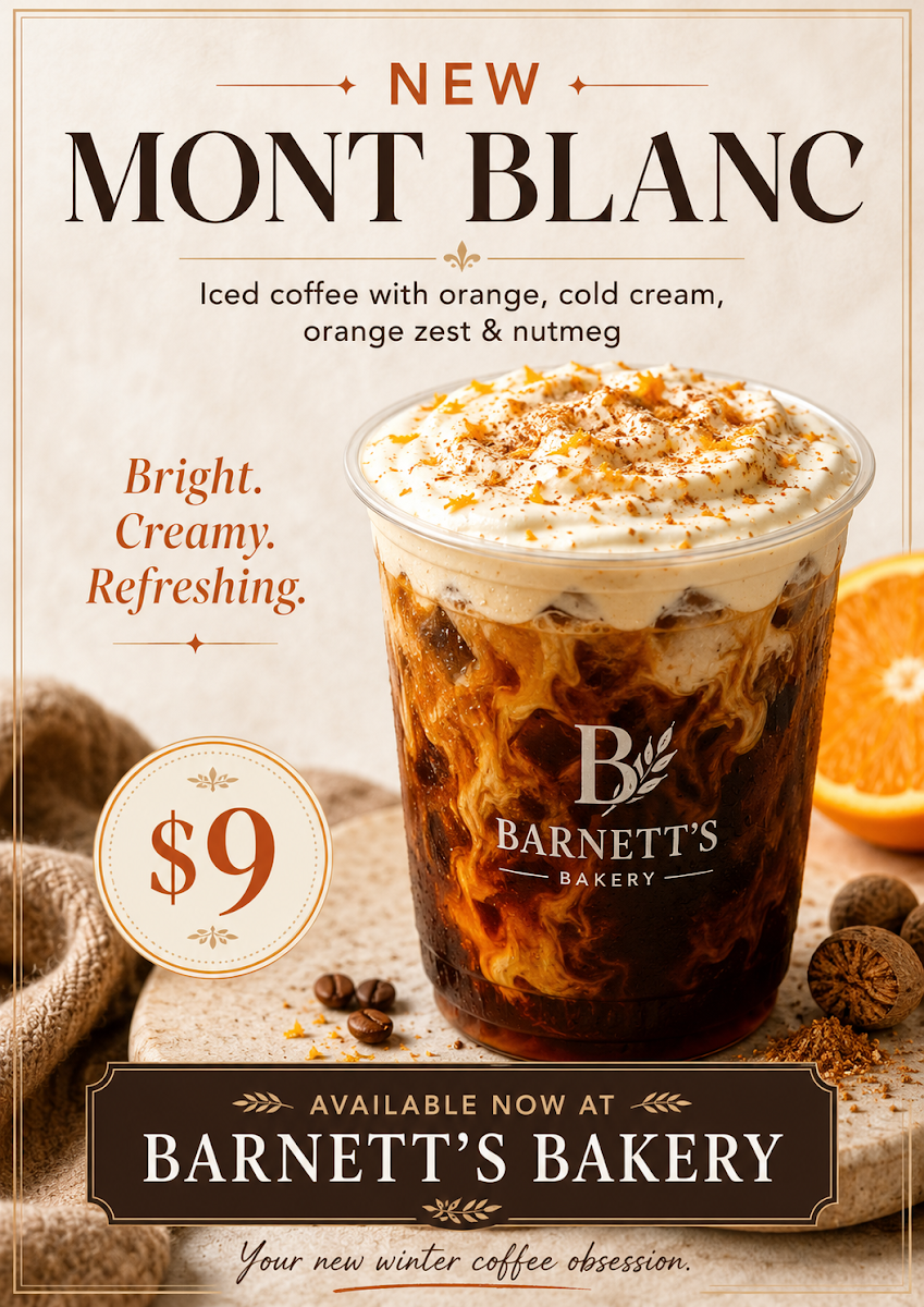 Menu, Barnett's Bakery