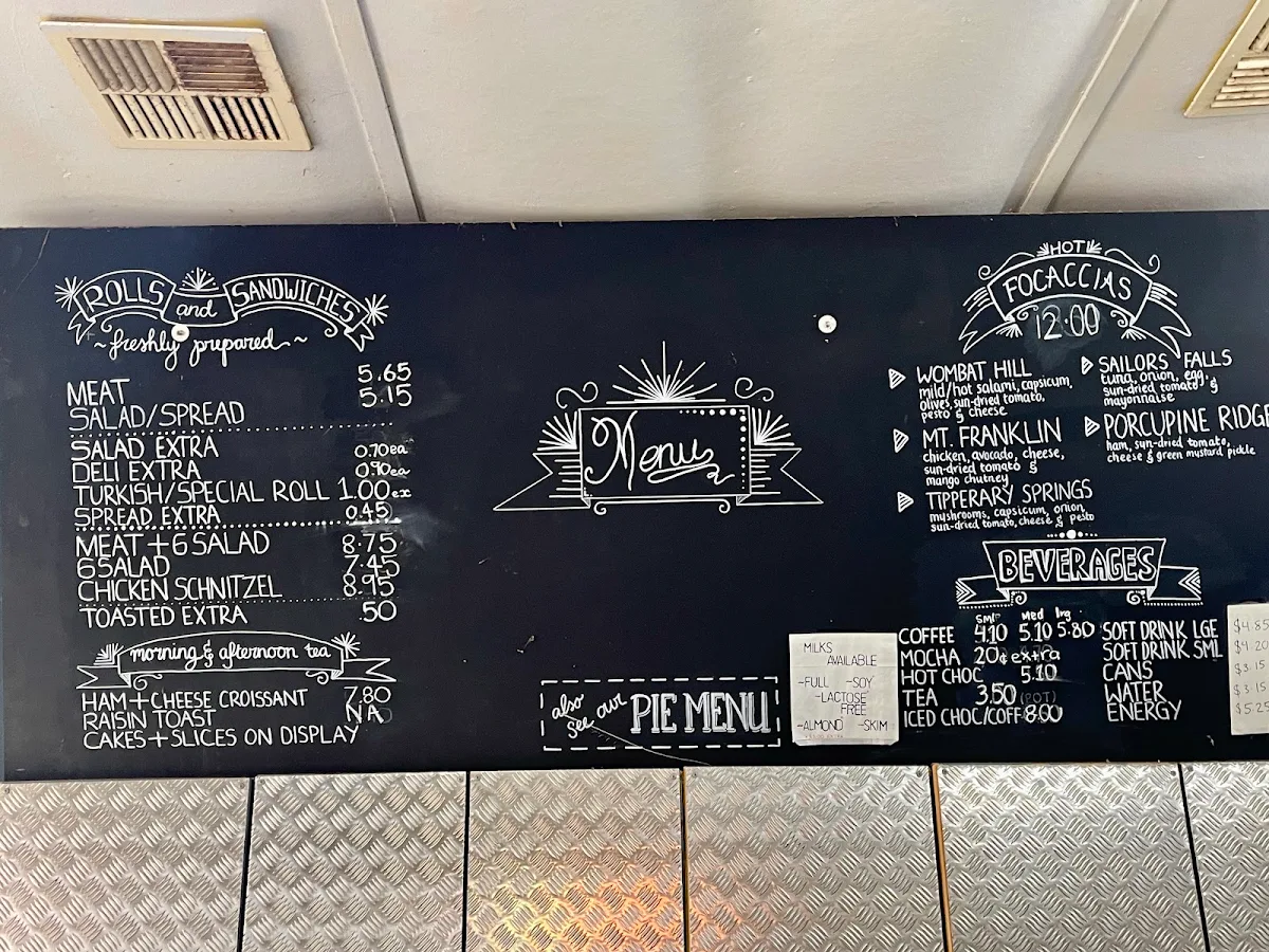 Menu, Ballan Bakery