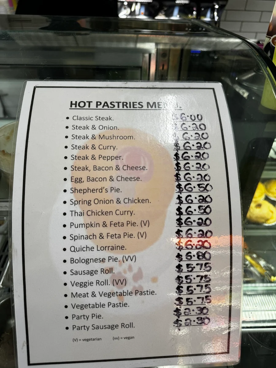 Menu, Ballan Bakery