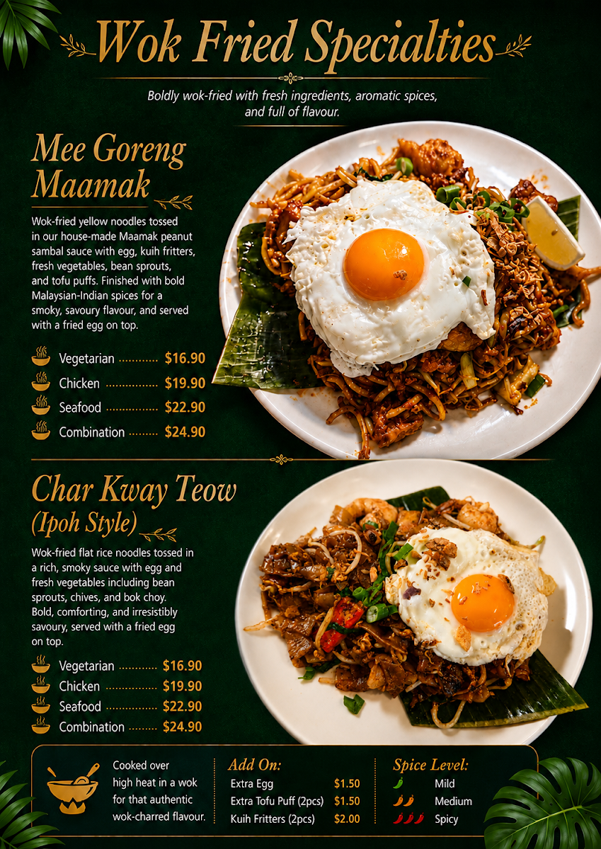 Menu, MalayaLane