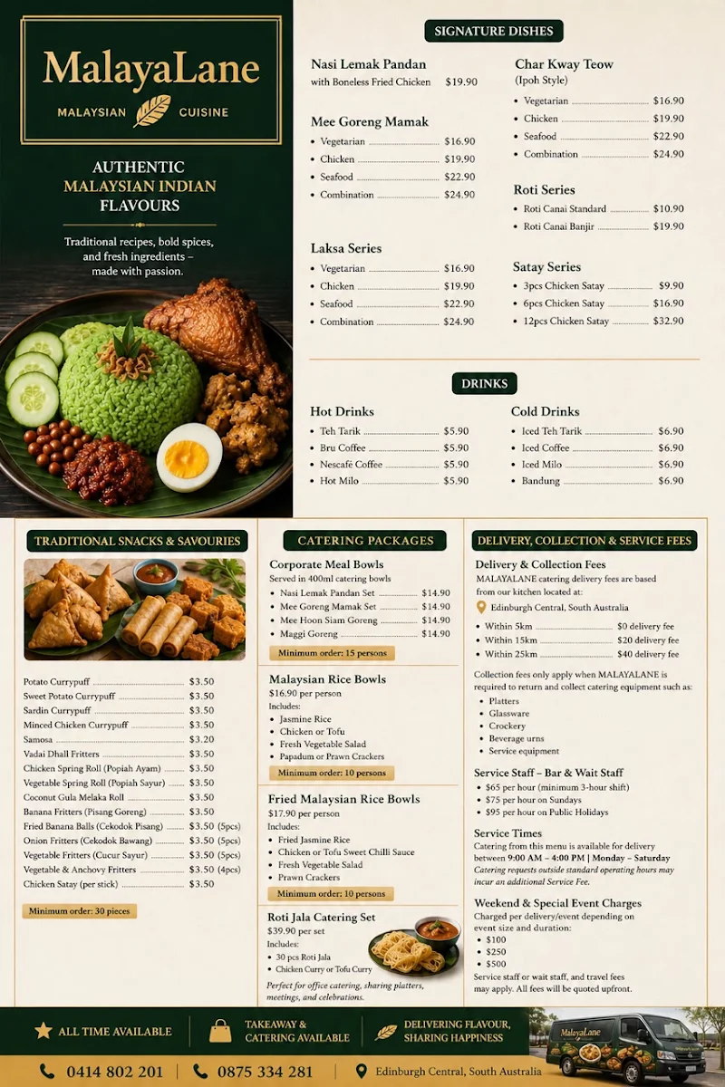 Menu, MalayaLane